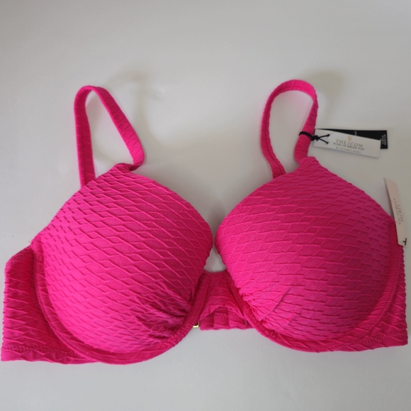 Victoria's Secret Mix & Match Twist Icon Push Up Bikini Top Sz 36D Forever Pink - Picture 4 of 8